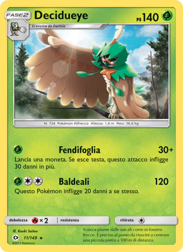 Decidueye 011/163 — Sun & Moon (Italian Pokémon TCG card)