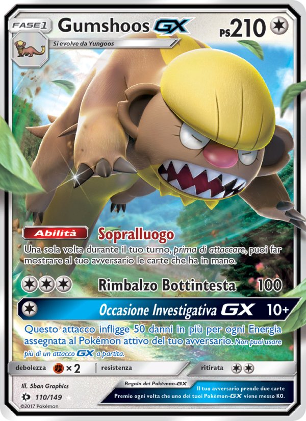 Gumshoos GX 110/163 — Sun & Moon (Italian Pokémon TCG card)