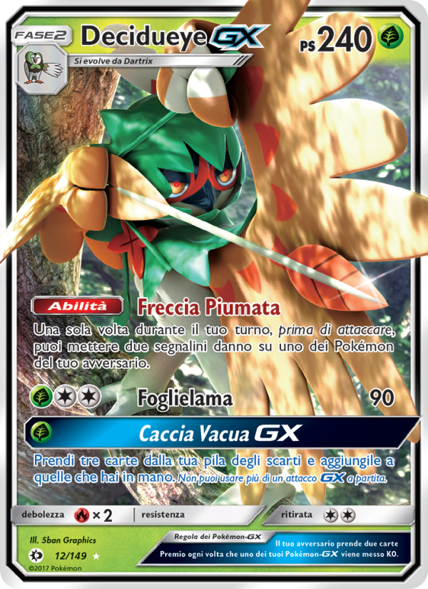 Decidueye GX 012/163 — Sun & Moon (Italian Pokémon TCG card)