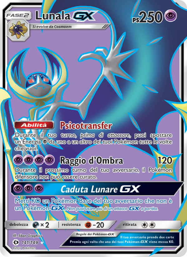 Lunala GX 141/163 — Sun & Moon (Italian Pokémon TCG card)