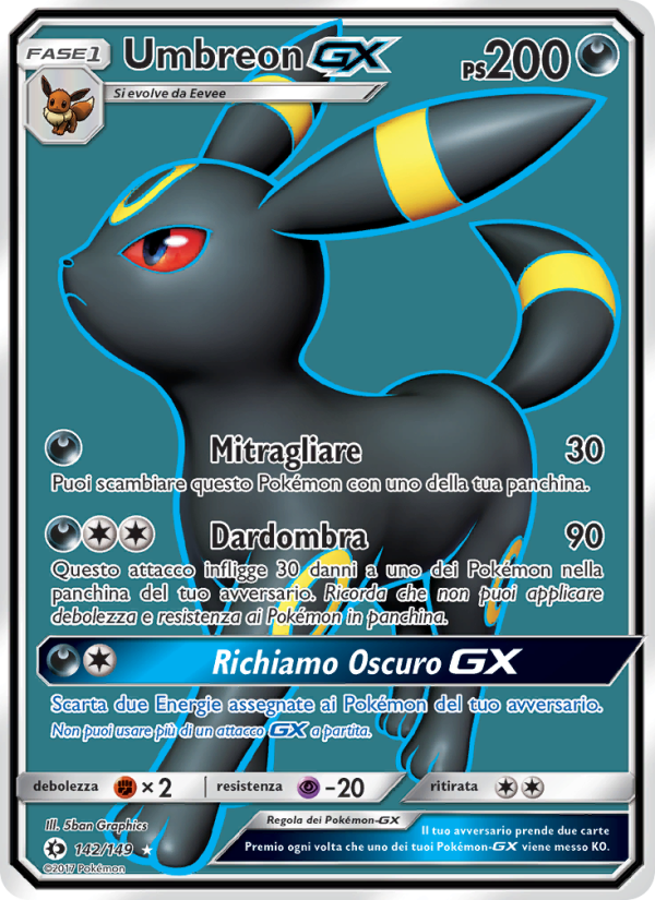 Umbreon GX 142/163 — Sun & Moon (Italian Pokémon TCG card)