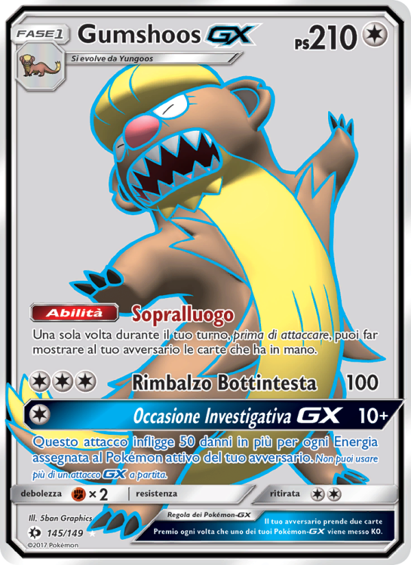 Gumshoos GX 145/163 — Sun & Moon (Italian Pokémon TCG card)