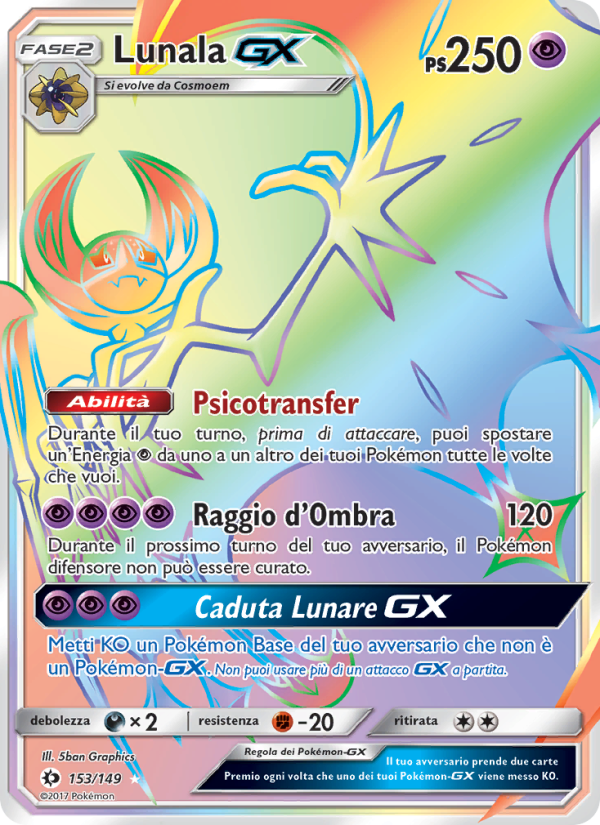 Lunala GX 153/163 — Sun & Moon (Italian Pokémon TCG card)