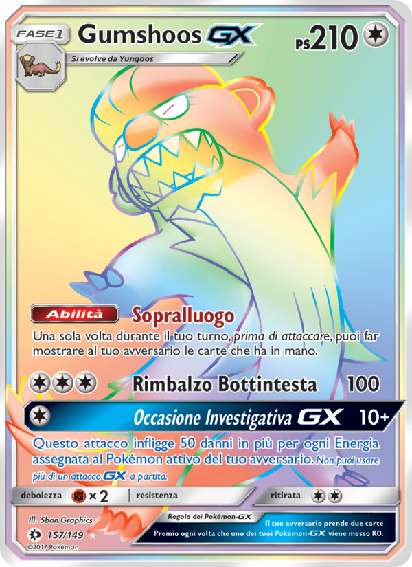 Gumshoos GX 157/163 — Sun & Moon (Italian Pokémon TCG card)