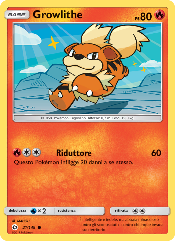 Growlithe 021/163 — Sun & Moon (Italian Pokémon TCG card)