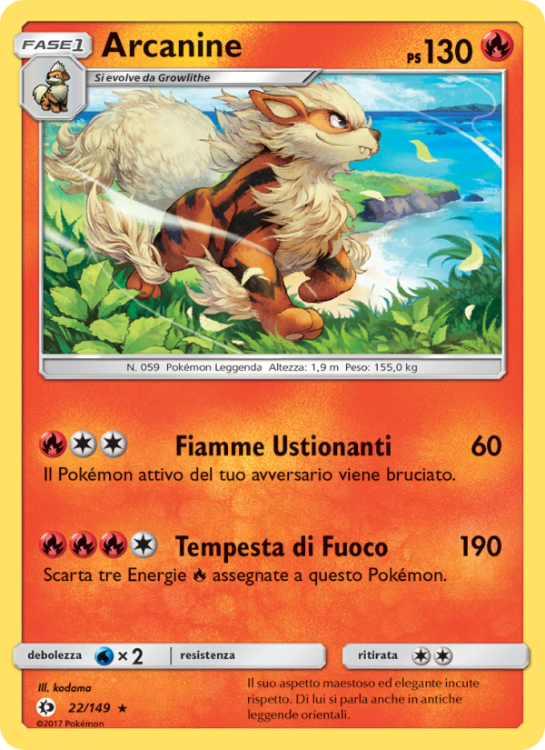 Arcanine 022/163 — Sun & Moon (Italian Pokémon TCG card)