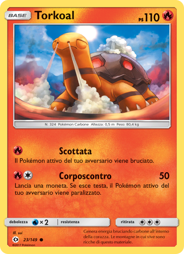 Torkoal 023/163 — Sun & Moon (Italian Pokémon TCG card)