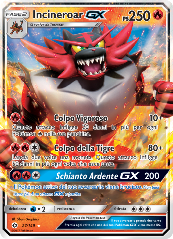 Incineroar GX 027/163 — Sun & Moon (Italian Pokémon TCG card)