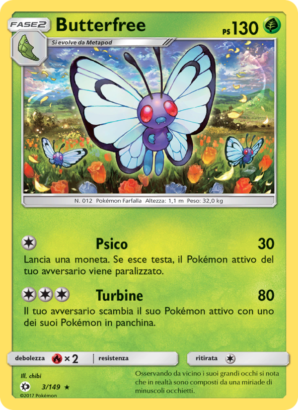 Butterfree 003/163 — Sun & Moon (Italian Pokémon TCG card)