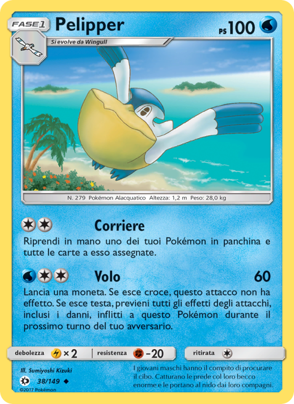Pelipper 038/163 — Sun & Moon (Italian Pokémon TCG card)