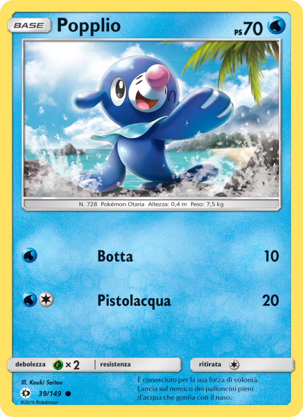 Popplio 039/163 — Sun & Moon (Italian Pokémon TCG card)