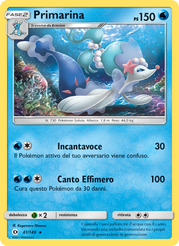 Primarina 041/163 — Sun & Moon (Italian Pokémon TCG card)