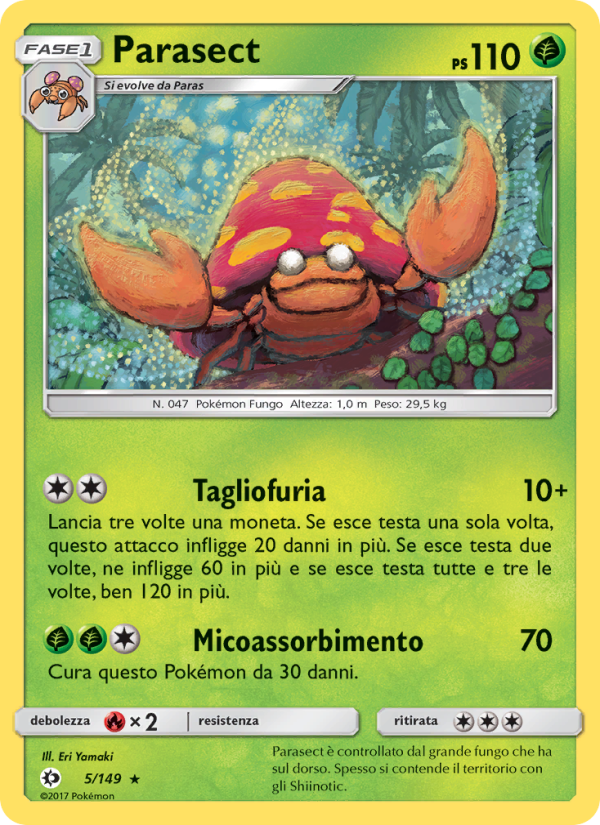Parasect 005/163 — Sun & Moon (Italian Pokémon TCG card)