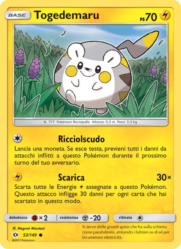 Togedemaru 053/163 — Sun & Moon (Italian Pokémon TCG card)
