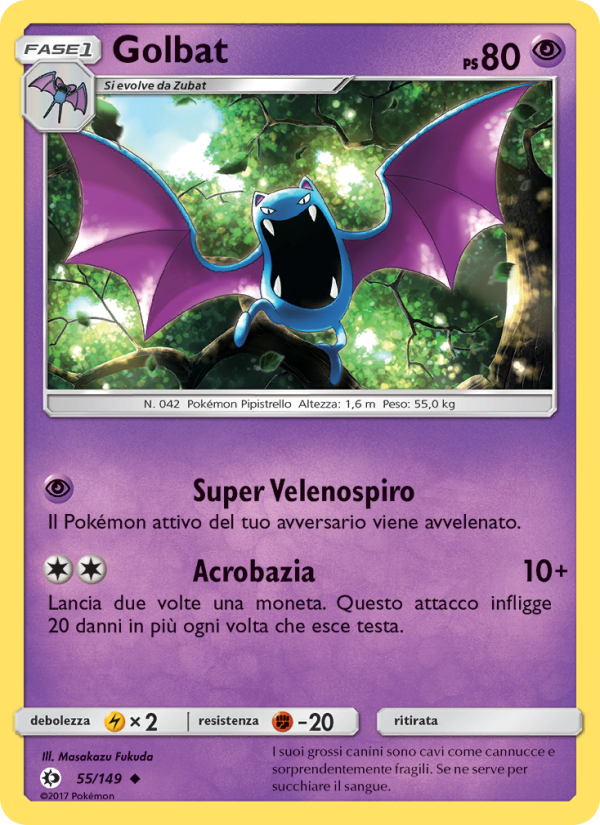 Golbat 055/163 — Sun & Moon (Italian Pokémon TCG card)