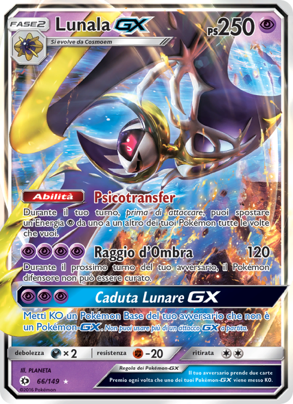 Lunala GX 066/163 — Sun & Moon (Italian Pokémon TCG card)