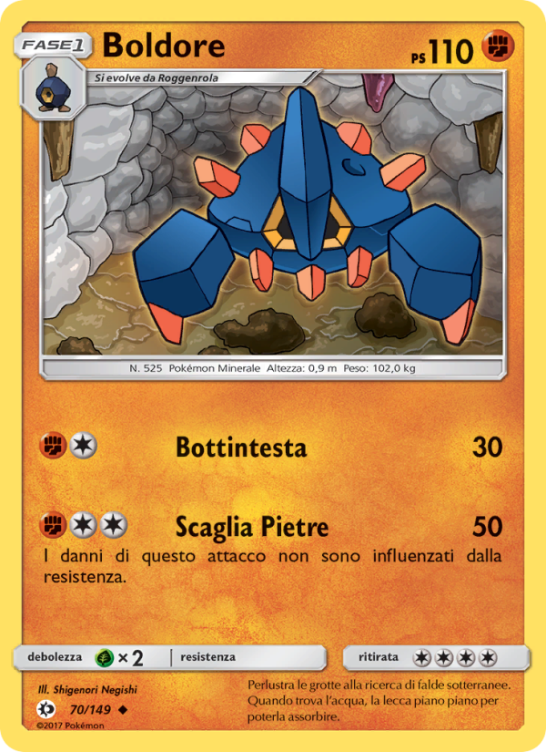 Boldore 070/163 — Sun & Moon (Italian Pokémon TCG card)
