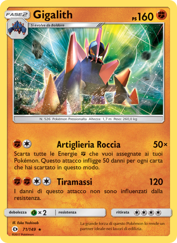 Gigalith 071/163 — Sun & Moon (Italian Pokémon TCG card)