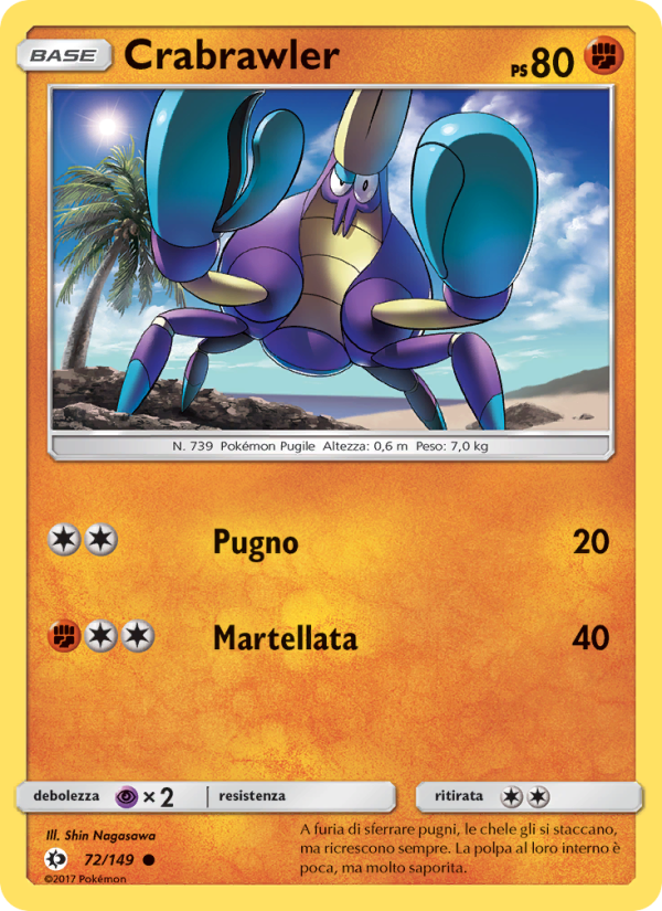 Crabrawler 072/163 — Sun & Moon (Italian Pokémon TCG card)