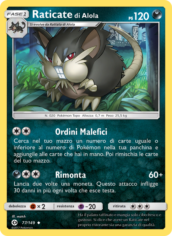 Raticate di Alola 077/163 — Sun & Moon (Italian Pokémon TCG card)