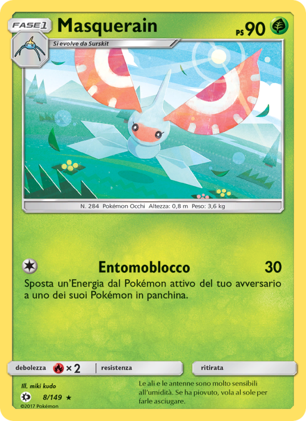 Masquerain 008/163 — Sun & Moon (Italian Pokémon TCG card)