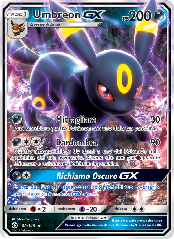 Umbreon GX 080/163 — Sun & Moon (Italian Pokémon TCG card)