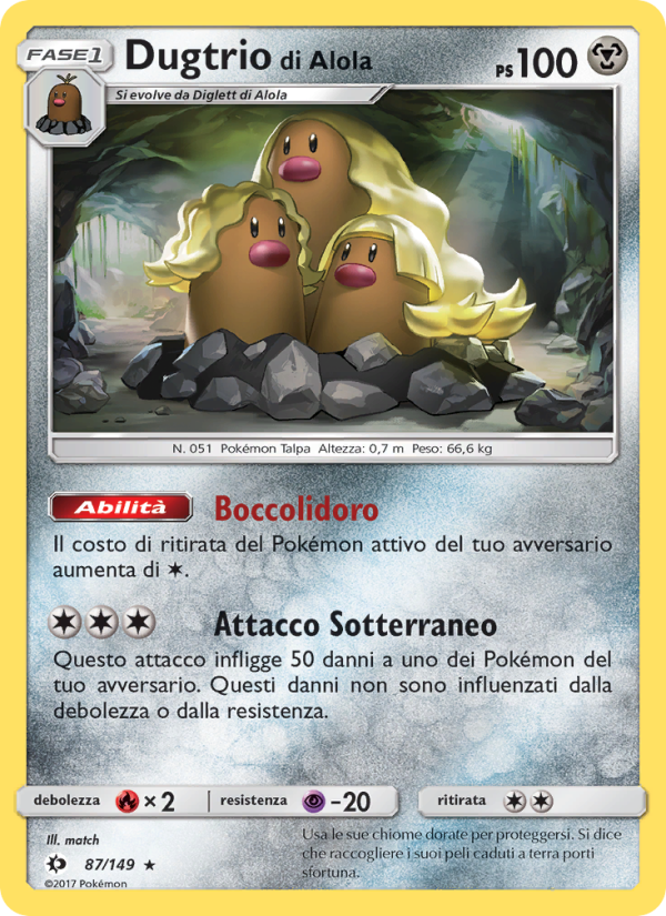 Dugtrio di Alola 087/163 — Sun & Moon (Italian Pokémon TCG card)
