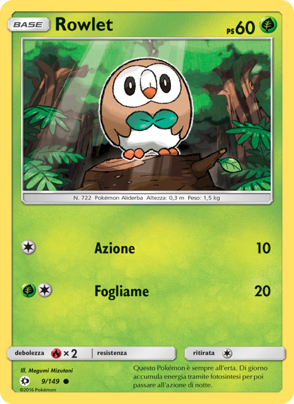 Rowlet 009/163 — Sun & Moon (Italian Pokémon TCG card)