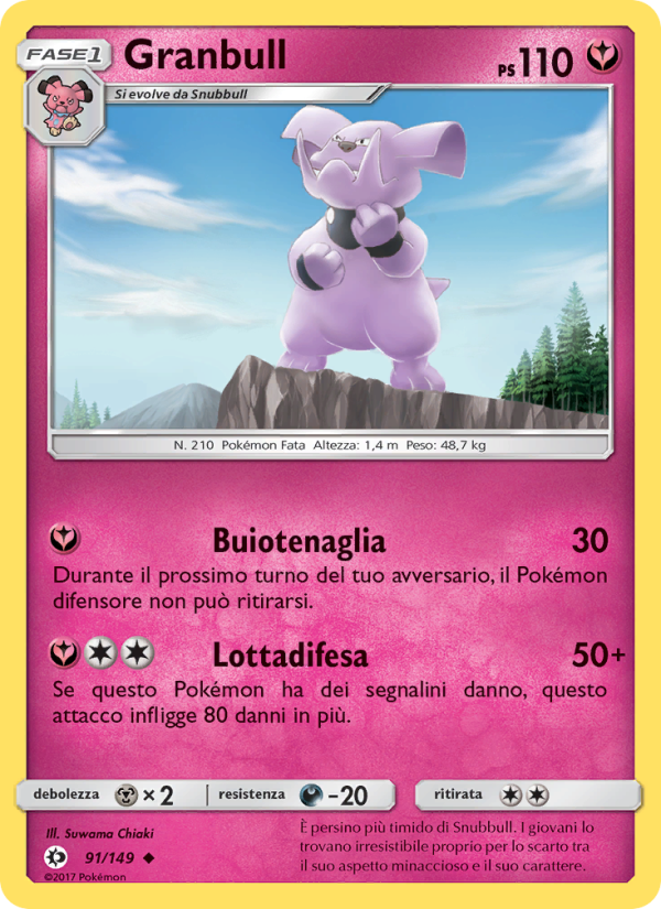 Granbull 091/163 — Sun & Moon (Italian Pokémon TCG card)