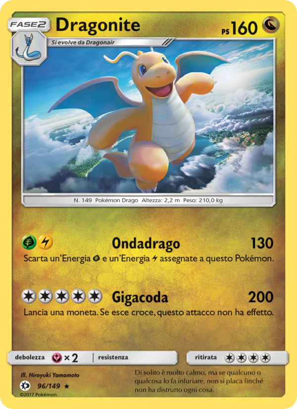 Dragonite 096/163 — Sun & Moon (Italian Pokémon TCG card)