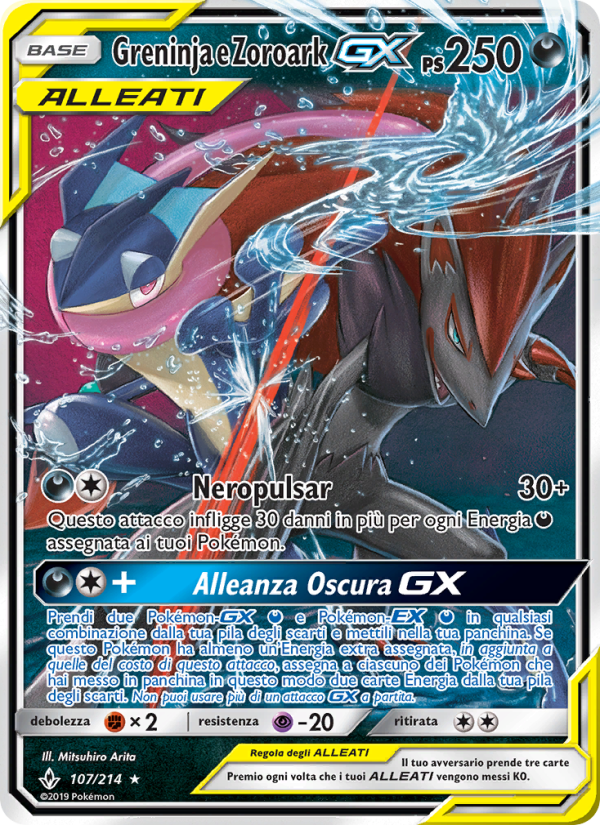 Greninja e Zoroark GX 107/234 — Unbroken Bonds (Italian Pokémon TCG card)