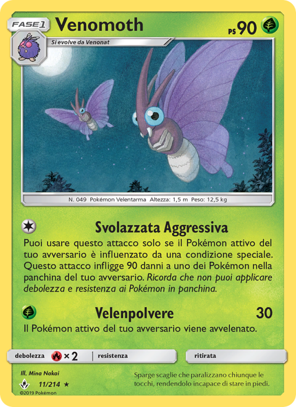 Venomoth 011/234 — Unbroken Bonds (Italian Pokémon TCG card)