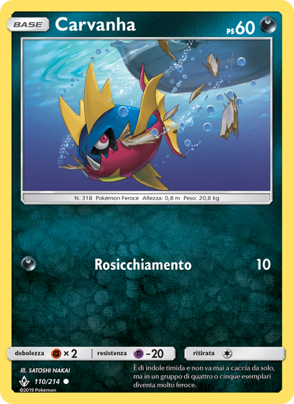 Carvanha 110/234 — Unbroken Bonds (Italian Pokémon TCG card)