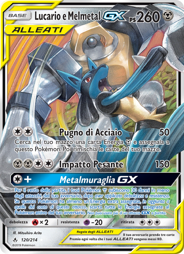 Lucario e Melmetal GX 120/234 — Unbroken Bonds (Italian Pokémon TCG card)