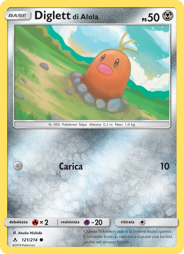 Diglett di Alola 121/234 — Unbroken Bonds (Italian Pokémon TCG card)