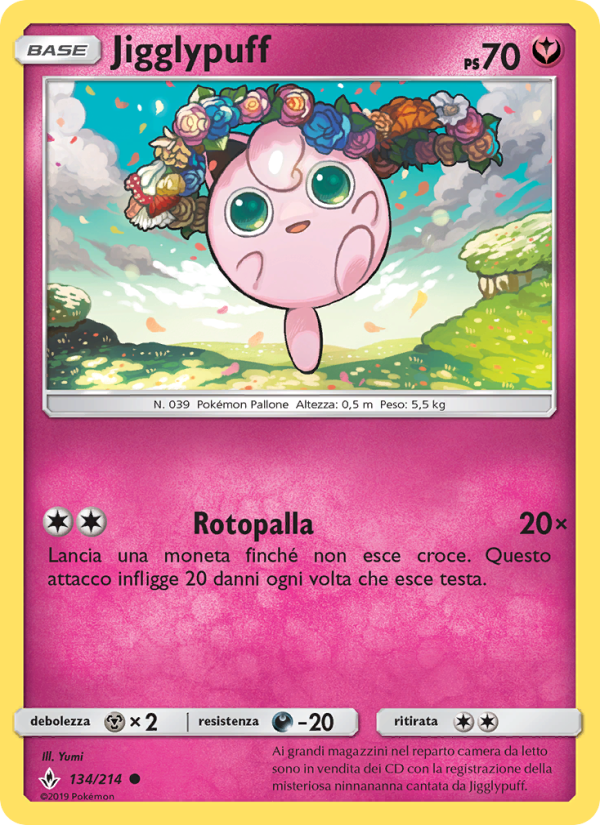 Jigglypuff 134/234 — Unbroken Bonds (Italian Pokémon TCG card)