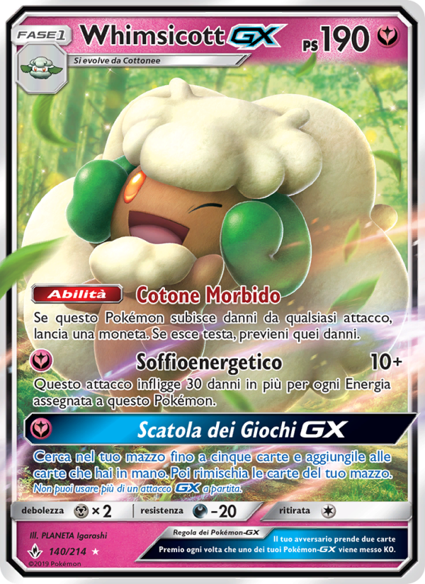 Whimsicott GX 140/234 — Unbroken Bonds (Italian Pokémon TCG card)