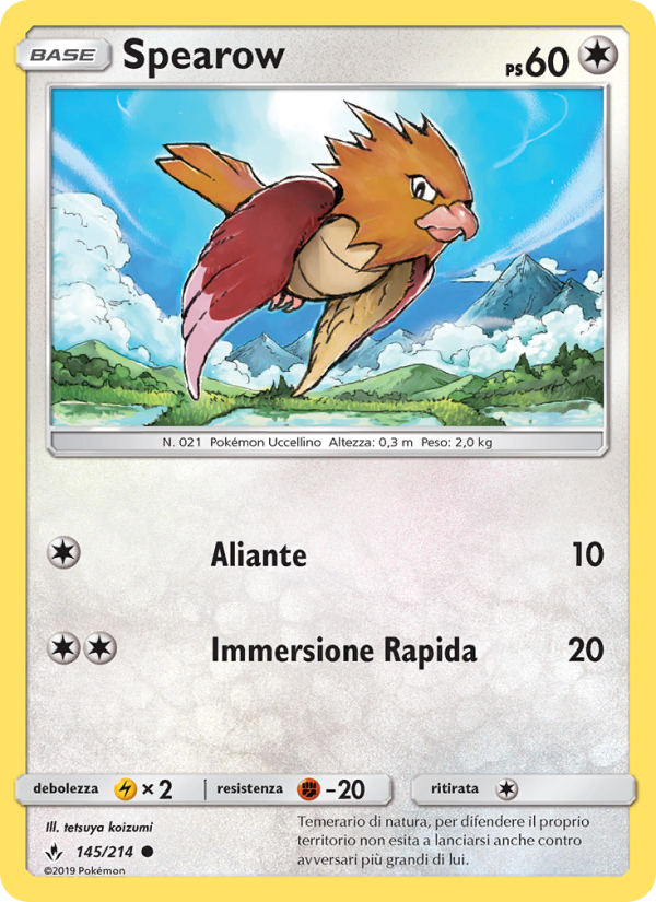 Spearow 145/234 — Unbroken Bonds (Italian Pokémon TCG card)