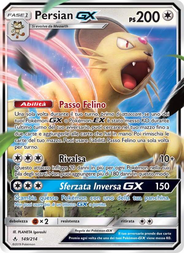 Persian GX 149/234 — Unbroken Bonds (Italian Pokémon TCG card)
