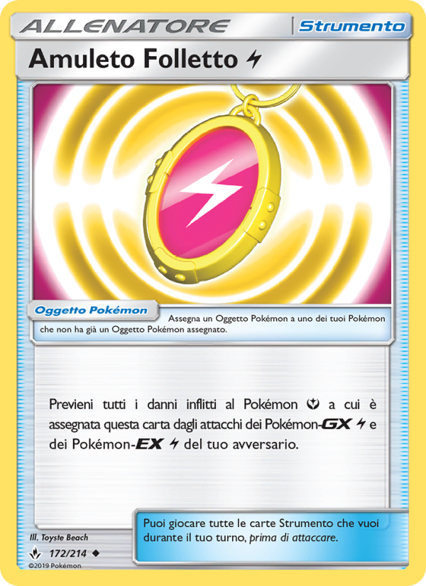 Amuleto Folletto Lightning 172/234 — Unbroken Bonds (Italian Pokémon TCG card)
