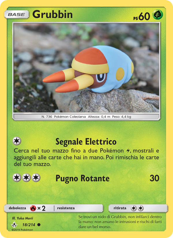 Grubbin 018/234 — Unbroken Bonds (Italian Pokémon TCG card)