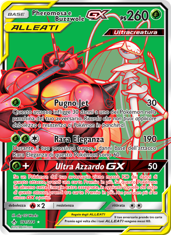 Pheromosa e Buzzwole GX 191/234 — Unbroken Bonds (Italian Pokémon TCG card)