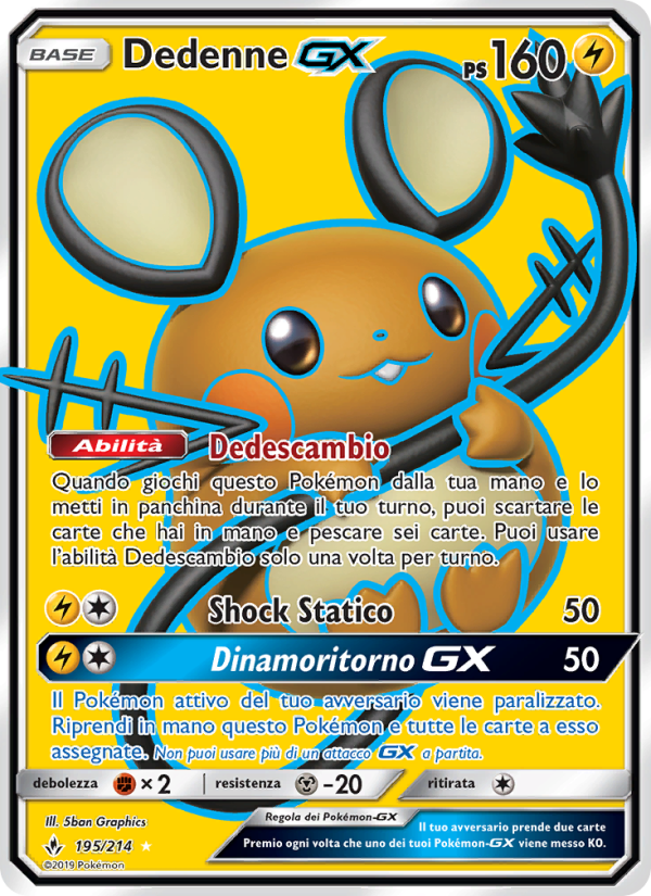 Dedenne GX 195/234 — Unbroken Bonds (Italian Pokémon TCG card)