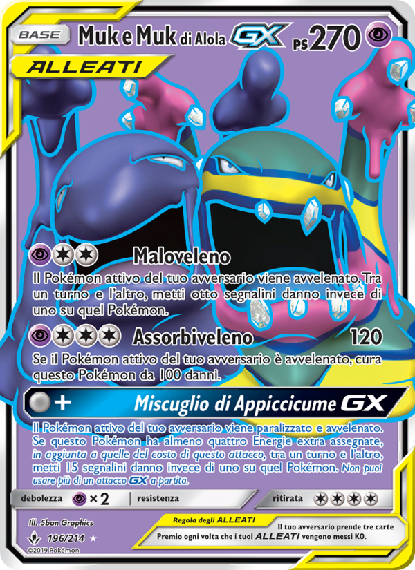 Muk e Muk di Alola GX 196/234 — Unbroken Bonds (Italian Pokémon TCG card)