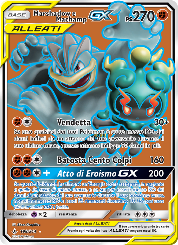 Marshadow e Machamp GX 198/234 — Unbroken Bonds (Italian Pokémon TCG card)