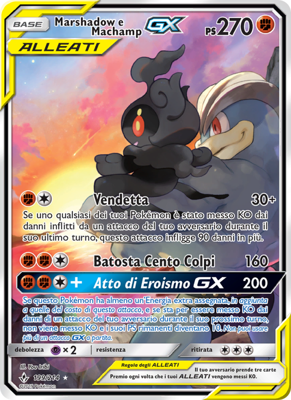 Marshadow e Machamp GX 199/234 — Unbroken Bonds (Italian Pokémon TCG card)