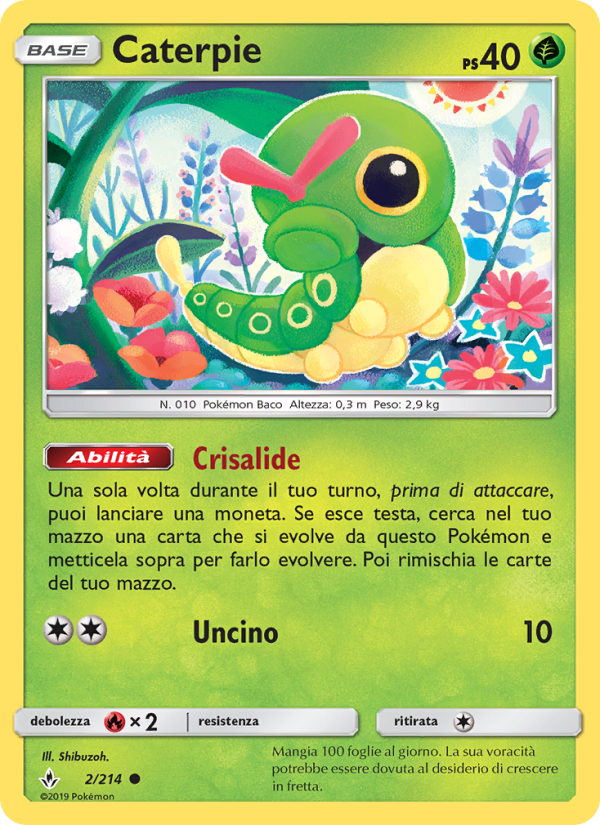 Caterpie 002/234 — Unbroken Bonds (Italian Pokémon TCG card)