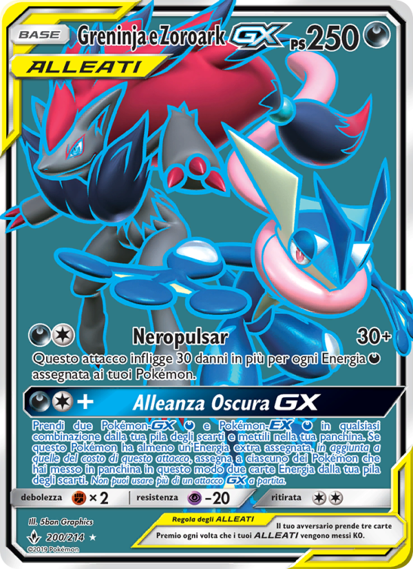 Greninja e Zoroark GX 200/234 — Unbroken Bonds (Italian Pokémon TCG card)