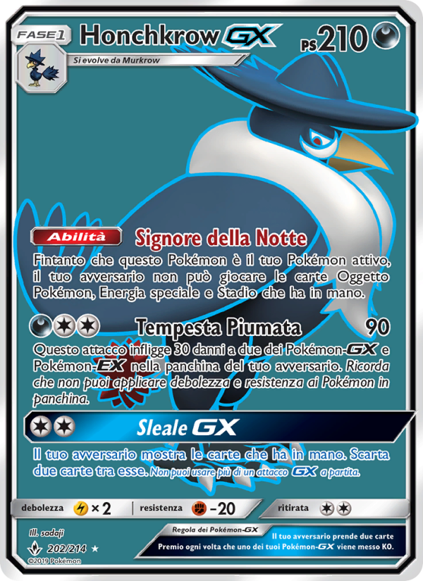 Honchkrow GX 202/234 — Unbroken Bonds (Italian Pokémon TCG card)
