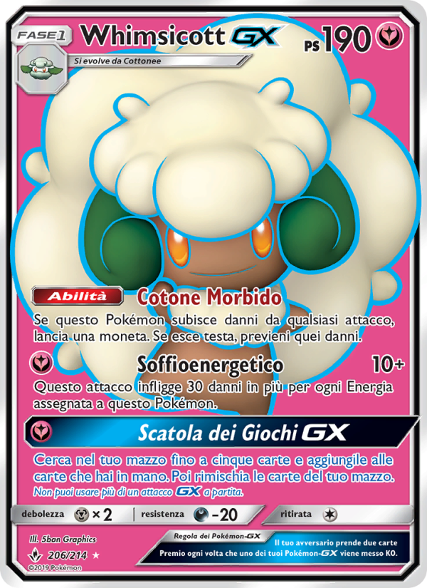 Whimsicott GX 206/234 — Unbroken Bonds (Italian Pokémon TCG card)